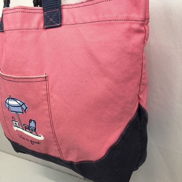 Life Is Good Bags Life Is Good Large Canvas Tote Beach Bag Pink And